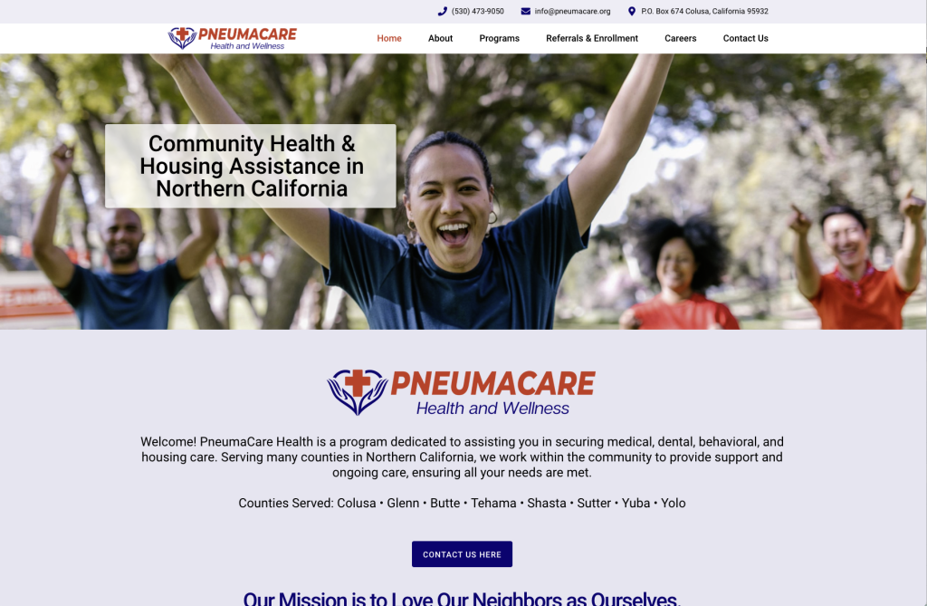 pneumacare california medical website design