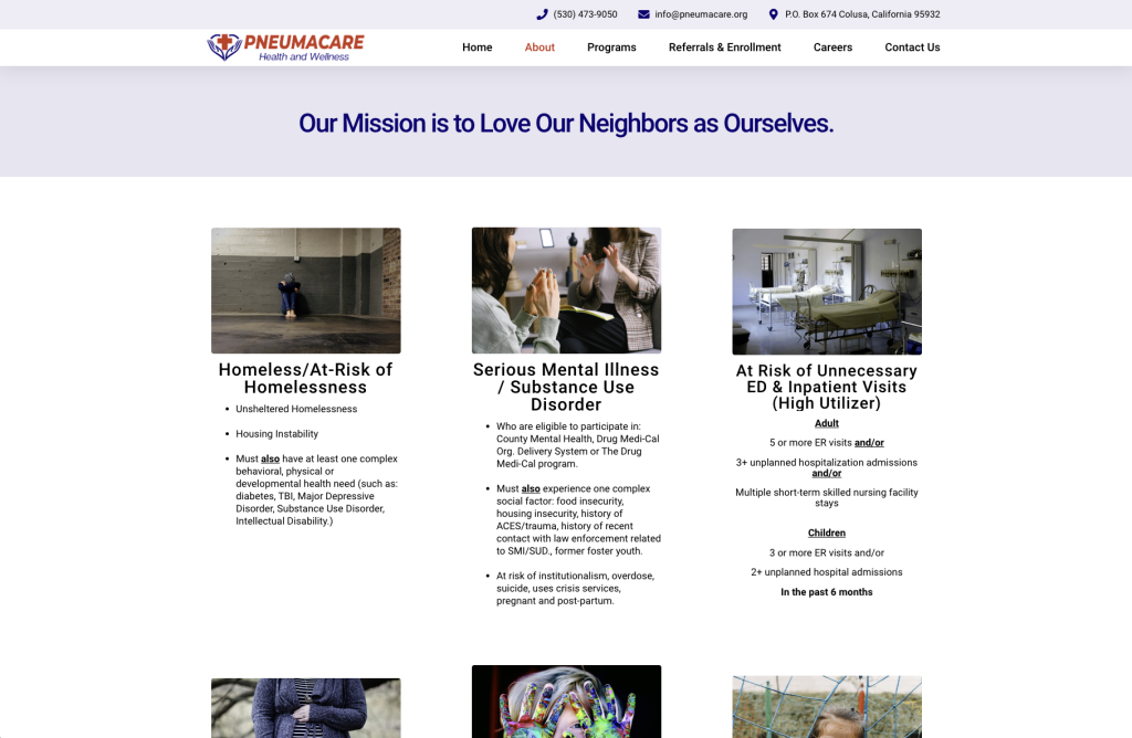 pneumacare california medical website design