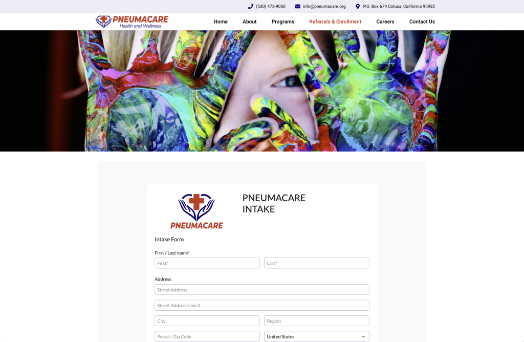 pneumacare california medical website design