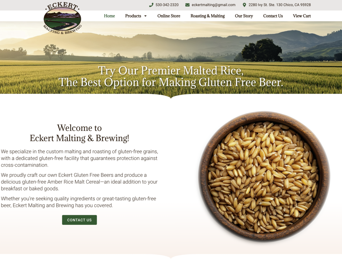 eckert malting and brewing new website design