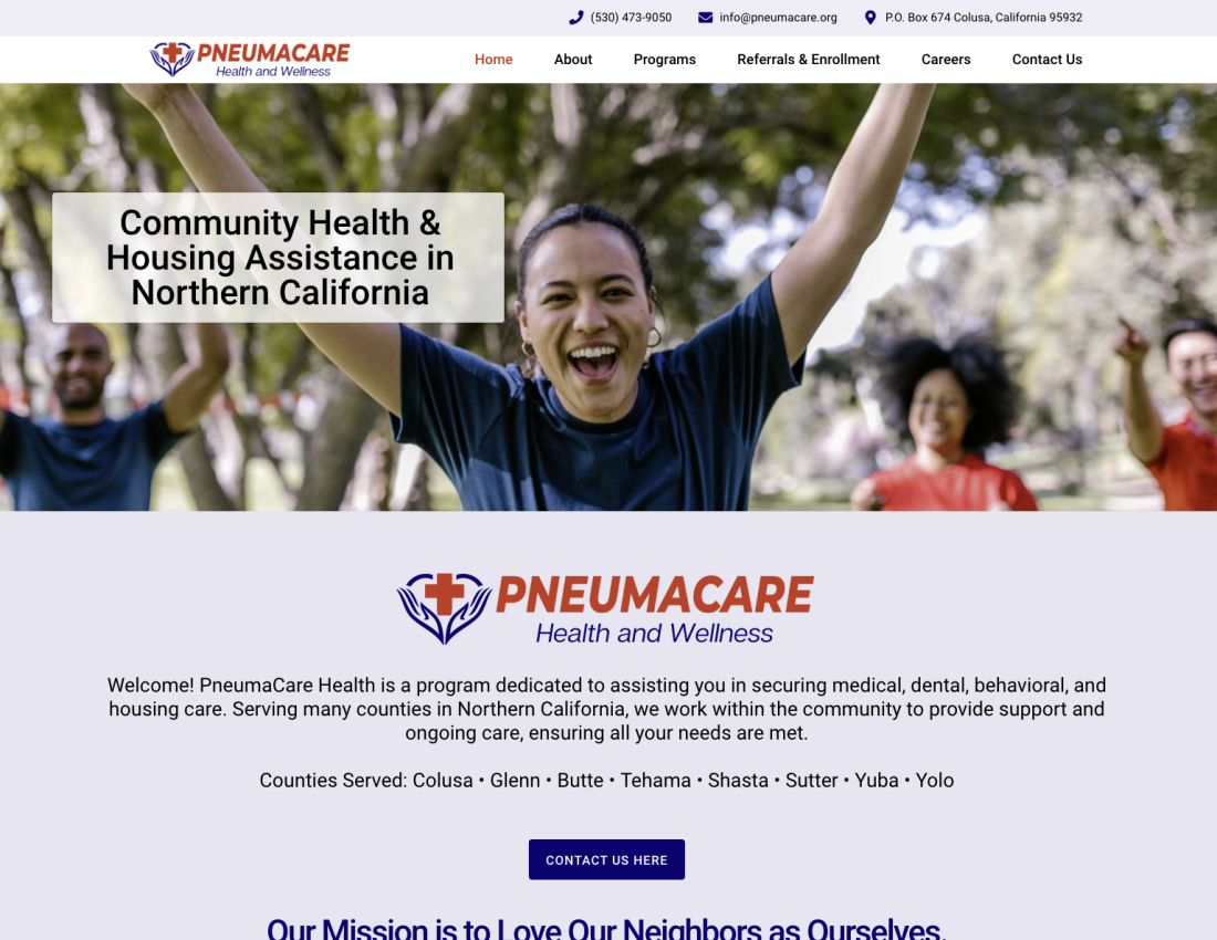 pneumacare california medical website design